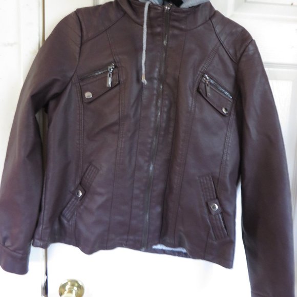 Jou Jou Fitted Vegan Leather Jacket size xl. - Picture 2 of 15